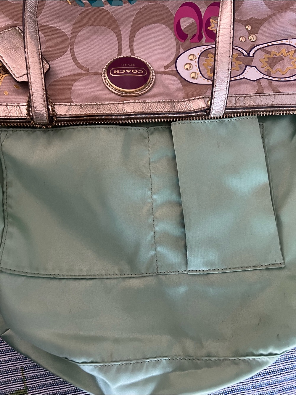 Coach 2011 Gold Signature Tote with Multicolor Graphic Accents - Picture 12 of 14